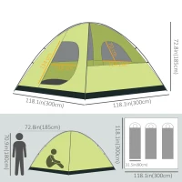 Outsunny 3- Person Family Dome Tent with Removable Rain Fly, Waterproof Camping Tent for Backpacking Hiking Outdoor with Carry Bag, Yellow and Grey(m-3)