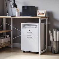 HOMCOM 24" Vertical Filing Cabinet with Lockable Drawer, Mobile File Cabinet with 2 Keys, Wheels for Home Office, White(m-1)