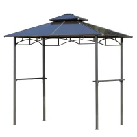 Outsunny 8' x 5' Barbecue Grill Gazebo Tent, Outdoor BBQ Canopy with Side Shelves, and Double Layer PC Roof, Brown(m-11)