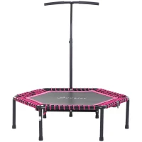 Soozier 48" Adult Hexagon Rebounder Trampoline Fitness Bungee Jumping Cardio Trainer Outdoor Bouncer Jumper Adjustable Bar Pink(m-11)