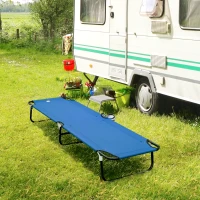Outsunny Folding Camping Cot for Adults Portable Outdoor Sleeping Bed for Office Beach Home, Blue(m-8)