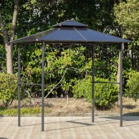 Outsunny 8' x 5' Barbecue Grill Gazebo Tent, Outdoor BBQ Canopy with Side Shelves, and Double Layer PC Roof, Brown(m-10)