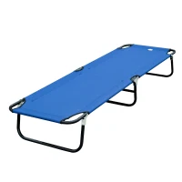 Outsunny Folding Camping Cot for Adults Portable Outdoor Sleeping Bed for Office Beach Home, Blue(m-11)