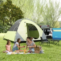 Outsunny 3- Person Family Dome Tent with Removable Rain Fly, Waterproof Camping Tent for Backpacking Hiking Outdoor with Carry Bag, Yellow and Grey(m-8)