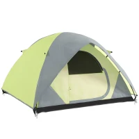 Outsunny 3- Person Family Dome Tent with Removable Rain Fly, Waterproof Camping Tent for Backpacking Hiking Outdoor with Carry Bag, Yellow and Grey(m-11)