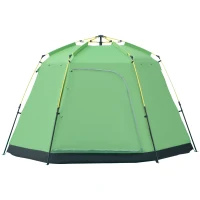 Outsunny 6 People Instant Automatic Camping Tent, 2-Tier Fabric Backpacking Tent with 4 Windows 2 Doors Portable Carry Bag for Fishing Hiking, Green(m-11)