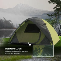 Outsunny 3- Person Family Dome Tent with Removable Rain Fly, Waterproof Camping Tent for Backpacking Hiking Outdoor with Carry Bag, Yellow and Grey(m-5)