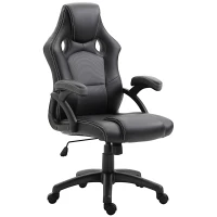Vinsetto PU Leather Gaming Chair High Back Office Chair with Adjustable Height, Computer Gamer Chair, Grey(m-11)