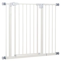 PawHut 30 Inch Tall Pet Gate with Door Dog Gate and Barrier Indoor for Stairs Includes 7", Extensions Kit, Pressure-Mounted Safety Gate, White(m-11)