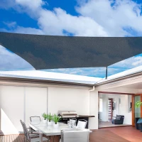Outsunny 10ft x10ft Square Canopy Sun Sail Shade Garden Cover UV Protector Outdoor Patio Lawn Shelter with Carrying Bag Grey(m-8)