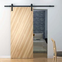 HOMCOM 6.6FT CARBON STEEL Sliding Wood Barn Door Hardware Track Set Door System Carbon Steel J Shape Roller(m-8)