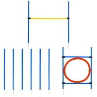 PawHut Dog Pet Obstacle Agility Training Kit High Jump Weave Pole Ring Obedience Equipment Portable(m-11)