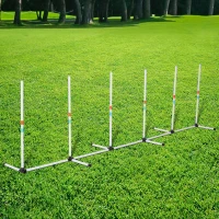 PawHut Adjustable Dog Agility Training Obstacle Set with Weaves Poles and Storage Bag for Pet Dogs Outdoor Games Exercise White(m-7)