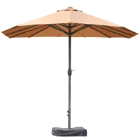 Outsunny Patio Umbrella 15' Steel Rectangular Outdoor Double Sided Market with base, UV Sun Protection & Easy Crank for Deck Pool Patio, Coffee(m-17)