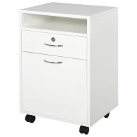HOMCOM 24" Vertical Filing Cabinet with Lockable Drawer, Mobile File Cabinet with 2 Keys, Wheels for Home Office, White(m-11)