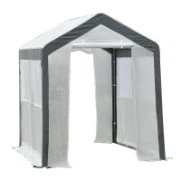 Outsunny 8' L x 6' W x 7' H Outdoor Walk-In Tunnel Greenhouse with Roll-up Windows, 2 Zippered Doors, & Weather Cover(m-11)