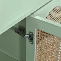Modern 4-Door Cabinet with Rattan Decorative Doors, Versatile Storage Solution for Bedroom, Living Room, Office, Easy Assembly, 59.84"L x 15.75"W x 31.89"H, Mint Green(m-8)