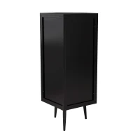 22.25'' Floor Corner Cabinet, Three Tiers with Tempered Glass Doors and Storage Shelves for Bathroom, Living Room, and Bedroom, 22.25"L x 16.75"W x 43.3"H, Black(m-6)