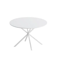 47.24'' Modern Cross Leg Round Dining Table, White Top, Two Piece Removable Top, Matte Finish Iron Legs, Easy Assembly and Maintenance, White(m-2)