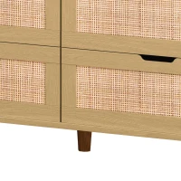 43.31" 6-Drawer Rattan Storage Cabinet with LED Lights and Power Outlet, for Bedroom and Living Room, Natural(m-8)