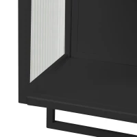 23.62" Modern Wall Cabinet with Glass Doors, Two-Tier Enclosed Storage, Open Shelf, and Towel Rack for Living Room, Dining Room, Bathroom, 23.62"L x 9.06"W x 30.71"H, Black(m-8)