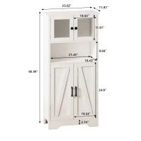 Four Door Storage Cabinet with LED Light, Open Shelf, Transparent Acrylic Doors, Adjustable Shelves, 23.62"L x 11.81"W x 50.39"H, White(m-3)