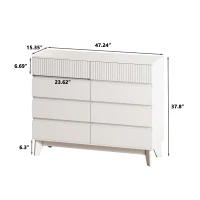 8-Drawer Storage Cabinet with Decorative Finish, Easy Assembly, Durable MDF Construction, Ample Storage Space, 47.24"x15.35"x37.8", White(m-3)