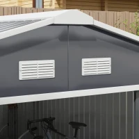 Outsunny 11' x 13' Garden Metal Shed, Storage Shed Utility Storage with Double Locking Doors for Bike, Yard Tools, Dark Gray(m-11)