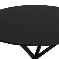 42.13'' Modern Cross Leg Round Dining Table, Black Top, Two Piece Removable Top, Matte Finish Iron Legs, Easy Assembly, Black(m-6)