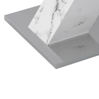 Modern Square Dining Table, Stretchable Printed White Marble Table Top, MDF X-Shape Table Leg with Metal Base, 62.99"L x 31.5"W x 30.12"H, White(m-11)