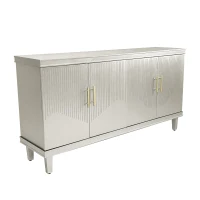 59.84'' Large 4-Door Cabinet, Solid Wood and MDF, Adjustable Shelves, 330 lbs Top Surface Capacity, 66 lbs Laminate Capacity, 59.84''L x 15.75''W x 32.28''H, Champagne(m-10)
