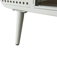 Spacious Cat House with Tempered Glass, Modern Style, Sturdy Fir Wood and Iron Frame, 55.12"L x 22.83"W x 29.92"H, White(m-9)