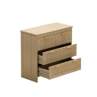 4-Drawer Rattan Cabinet, Modern Natural Design, High-Quality Chipboard, Ample Storage, Anti-Tipping, Easy Assembly, 31.5"x15.75"x31.5", Natural(m-5)