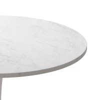 32" Modern Round Dining Table with Printed White Marble Top, Metal Base, Easy Assembly and Maintenance, 220 lbs Weight Capacity, marble(m-5)