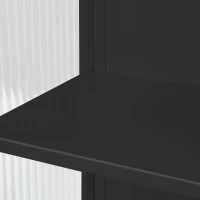 23.62" Modern Wall Cabinet with Glass Doors, Two-Tier Enclosed Storage, Open Shelf, and Towel Rack for Living Room, Dining Room, Bathroom, 23.62"L x 9.06"W x 30.71"H, Black(m-7)