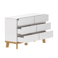 47.24" 6-Drawer MDF Storage Cabinet, Modern Design with Ample Storage Space, Durable Construction, Easy Assembly, White(m-8)