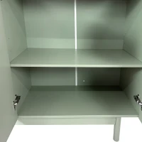 4-Door Intaglio Storage Cabinet with Pine Legs, Solid Wood Pulls, Adjustable Shelves, and MDF, 59.06"L x 15.75"W x 32.43"H, Mint Green(m-6)