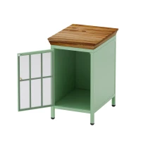 Nightstand with Storage Cabinet & Solid Wood Tabletop, Bedside Table, Sofa Side Coffee Table for Bedroom, Living Room, 12.2"L x 15.75"W x 20.08"H, Green(m-8)