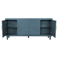 70.07'' Large 4-Door Cabinet, Solid Wood and MDF, Adjustable Shelves, 330 lbs Weight Capacity, for Living Room, Kitchen, Bedroom, Hallway, Olive Green(m-6)