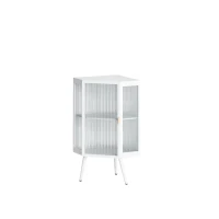 22.25" Floor Corner Cabinet with Tempered Glass Door, Storage Shelves for Bathroom, Living Room, Bedroom, Easy Assembly, 31.5" H, White(m-9)