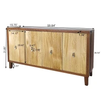 Vintage 4 Door Storage Cabinet, Carved Scatter Pattern Dining Sideboard, Large Buffet with Adjustable Shelves, Multifunctional Accent Cabinet for Living Room, 59.84" x 15.75" x 31.89", Brown(m-3)