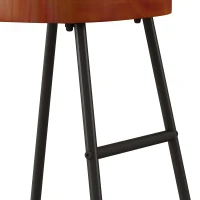 29.53" Minimalist Bar Stools Set of 2, Counter Height, Pine Wood and Iron Frame, Ergonomic Design, Non-Slip Feet Pads, 250 lbs Capacity, Brown(m-7)