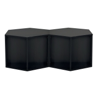 Hexagonal Coffee Table Set, 2-Piece Side Table Nightstand with Storage Shelves, Versatile Modern Design, 47.24" x 23.62" x 15.75", Black Brown