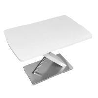 47.25"-63" Modern Glossy Dining Table for 4-6 People, Extendable with Crossed Metal Base and Stainless Steel Tubes, 220 lbs Capacity, White(m-11)