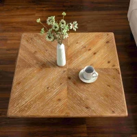 Vintage Style Ladder-Shaped Coffee Table, Minimalist Design, High-Quality Fir Wood and MDF, 35.43", Brown(m-6)