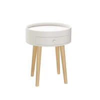 18" Storage Drawer Bedside Table, Scratch Resistant, Easy to Clean, Oak Legs, Simple Installation, White(m-5)