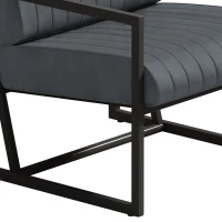 Modern Fashion PU Leather Armchair with Metal Frame, Extra-Thick Padded Backrest and Seat Cushion, 26.77"L x 25.98"W x 29.53"H, Grey(m-8)