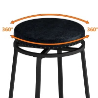 3-Drawer Long Dining Table Set with Power Outlets, Circular PU Stools, Easy Assemble, 60.24"L x 15.75"W x 35.43"H, Black(m-7)