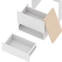 Dressing Table with Flip Top LED Mirror, Vanity Table with Storage, Removable Upholstered Stool, 23.62" x 15.75" x 62.99", White(m-13)