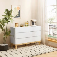 47.24" 6-Drawer MDF Storage Cabinet, Modern Design with Ample Storage Space, Durable Construction, Easy Assembly, White(m-6)